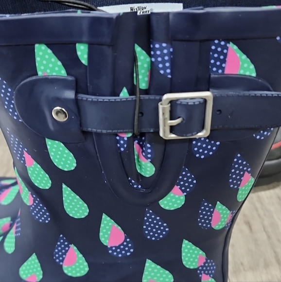 Western Chief Adult Winter Rain Boots Dotty Downpour Indigo 6M New w/tags - Picture 2 of 7